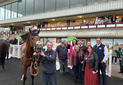 Dunstan with connections after finishing runner-up at Wolverhampton on Monday 8th April.