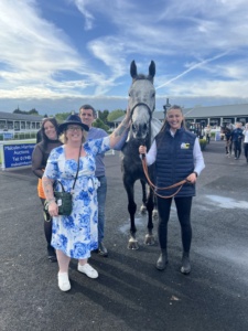 Farceur Du Large with owners after finishing 4th at Uttoxeter on Saturday 4th May 2024